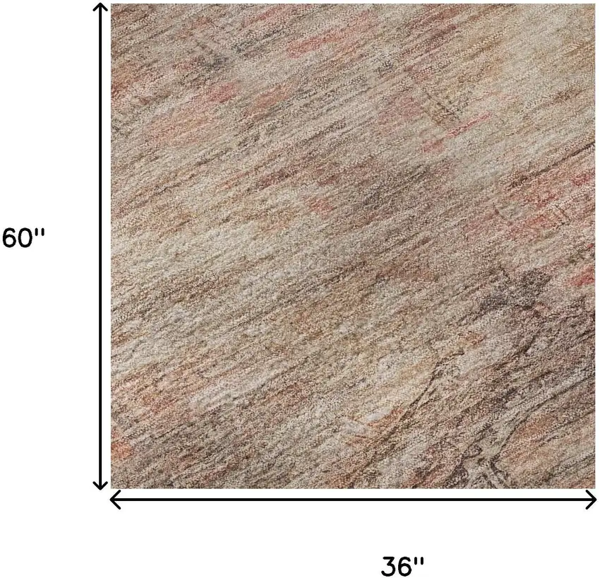 Salmon Copper And Beige Abstract Geometric Washable Area Rug With UV Protection Photo 8