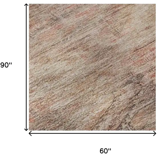 Salmon Copper And Beige Abstract Geometric Washable Area Rug With UV Protection Photo 8