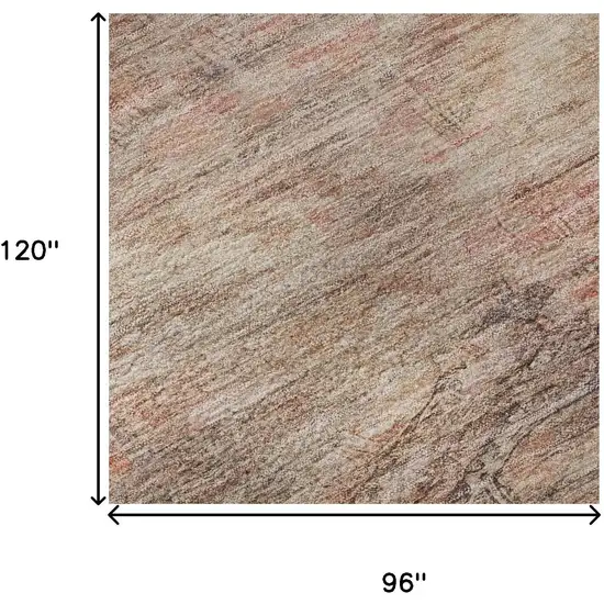 Salmon Copper And Beige Abstract Geometric Washable Area Rug With UV Protection Photo 8