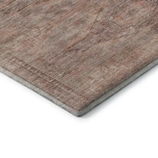 Salmon Copper And Beige Abstract Geometric Washable Area Rug With UV Protection Photo 6