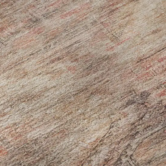 Salmon Copper And Beige Abstract Geometric Washable Area Rug With UV Protection Photo 1