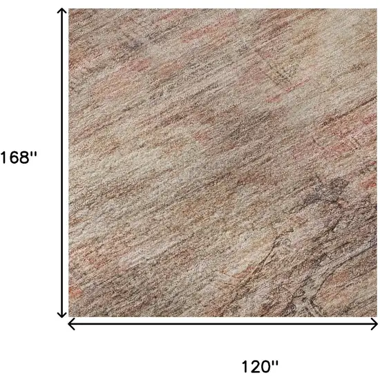 Salmon Copper And Beige Abstract Geometric Washable Area Rug With UV Protection Photo 8