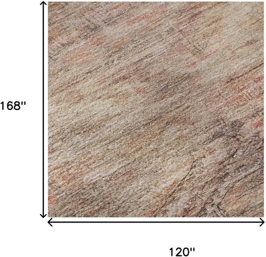 Salmon Copper And Beige Abstract Geometric Washable Area Rug With UV Protection Photo 8