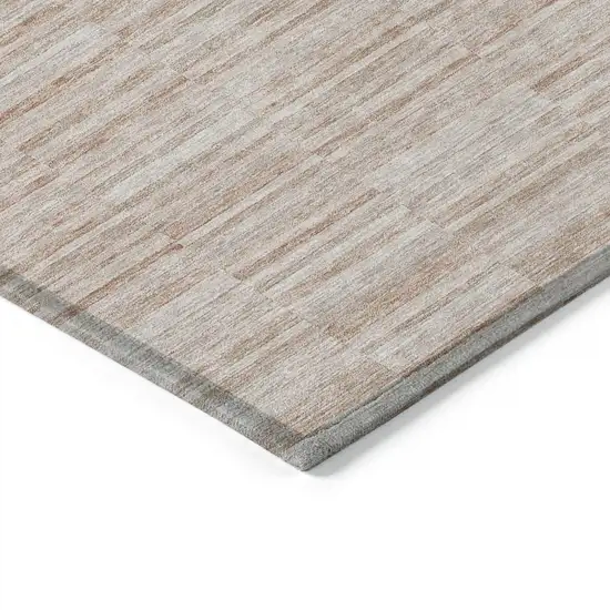 Salmon Copper And Beige Striped Washable Indoor Outdoor Area Rug Photo 5