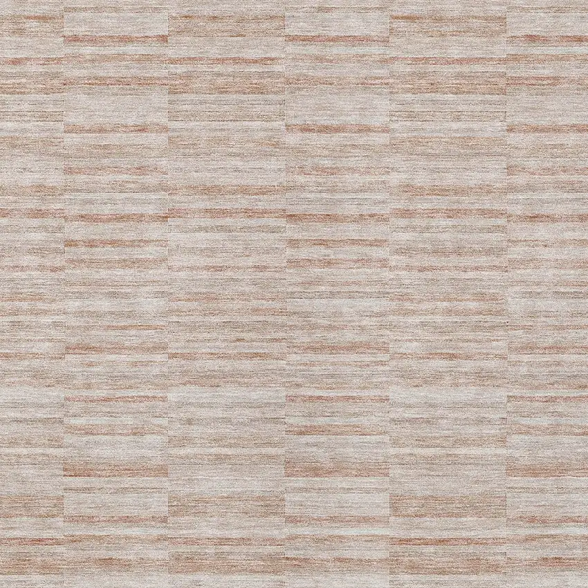 Salmon Copper And Beige Striped Washable Indoor Outdoor Area Rug Photo 6