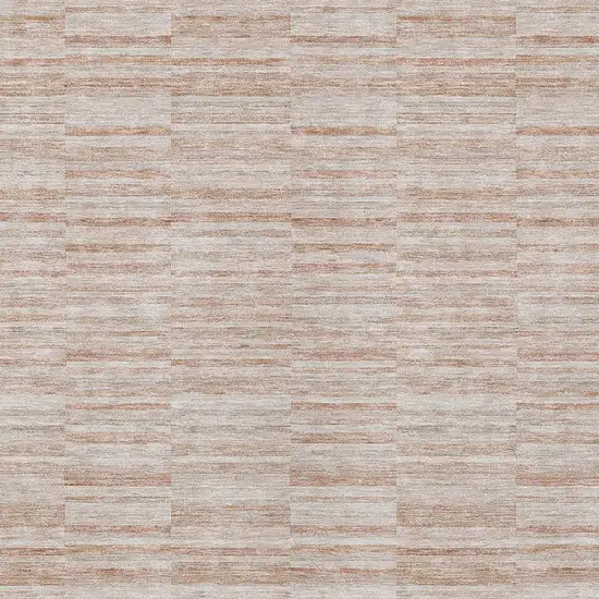 Salmon Copper And Beige Striped Washable Indoor Outdoor Area Rug Photo 6