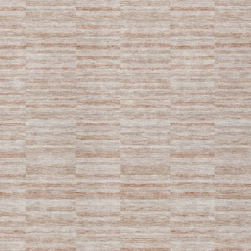Salmon Copper And Beige Striped Washable Indoor Outdoor Area Rug Photo 6