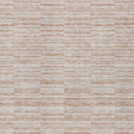 Salmon Copper And Beige Striped Washable Indoor Outdoor Area Rug Photo 6