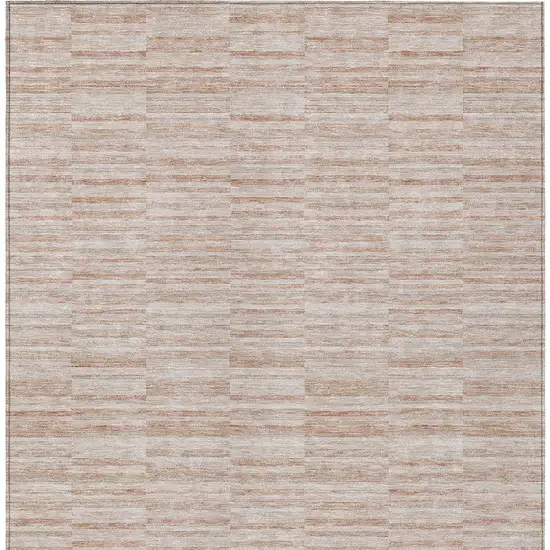 Salmon Copper And Beige Striped Washable Indoor Outdoor Area Rug Photo 7
