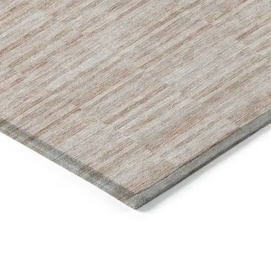 Salmon Copper And Beige Striped Washable Indoor Outdoor Area Rug Photo 5