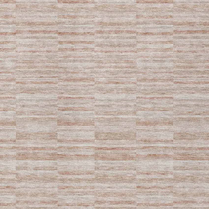 Salmon Copper And Beige Striped Washable Indoor Outdoor Area Rug Photo 6