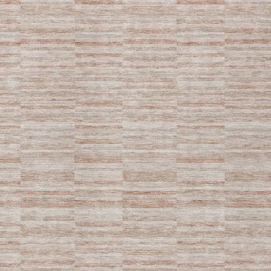 Salmon Copper And Beige Striped Washable Indoor Outdoor Area Rug Photo 6