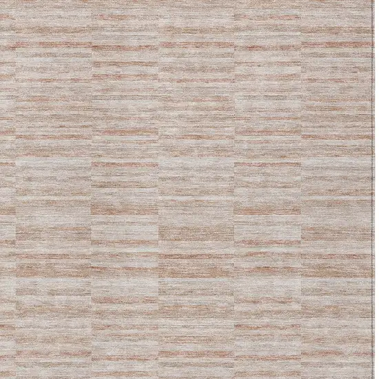 Salmon Copper And Beige Striped Washable Indoor Outdoor Area Rug Photo 6