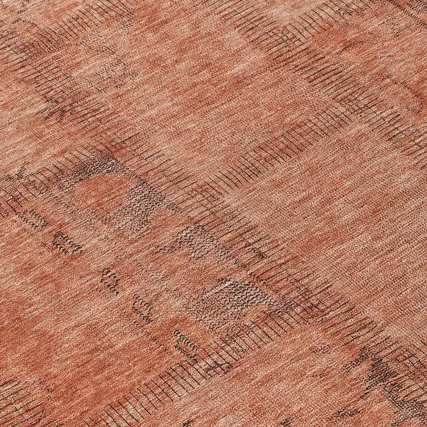 Salmon Copper And Gray Patchwork Washable Indoor Outdoor Area Rug Photo 7
