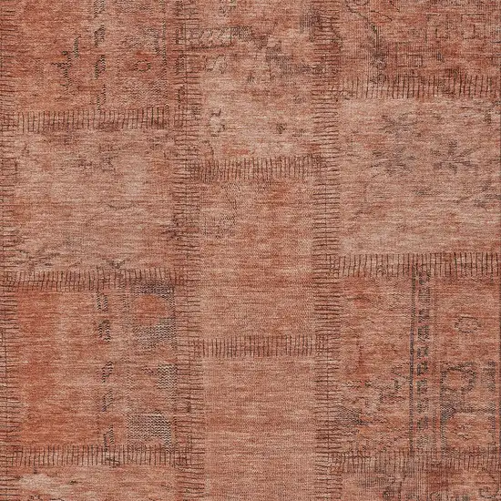 Salmon Copper And Gray Patchwork Washable Indoor Outdoor Area Rug Photo 5
