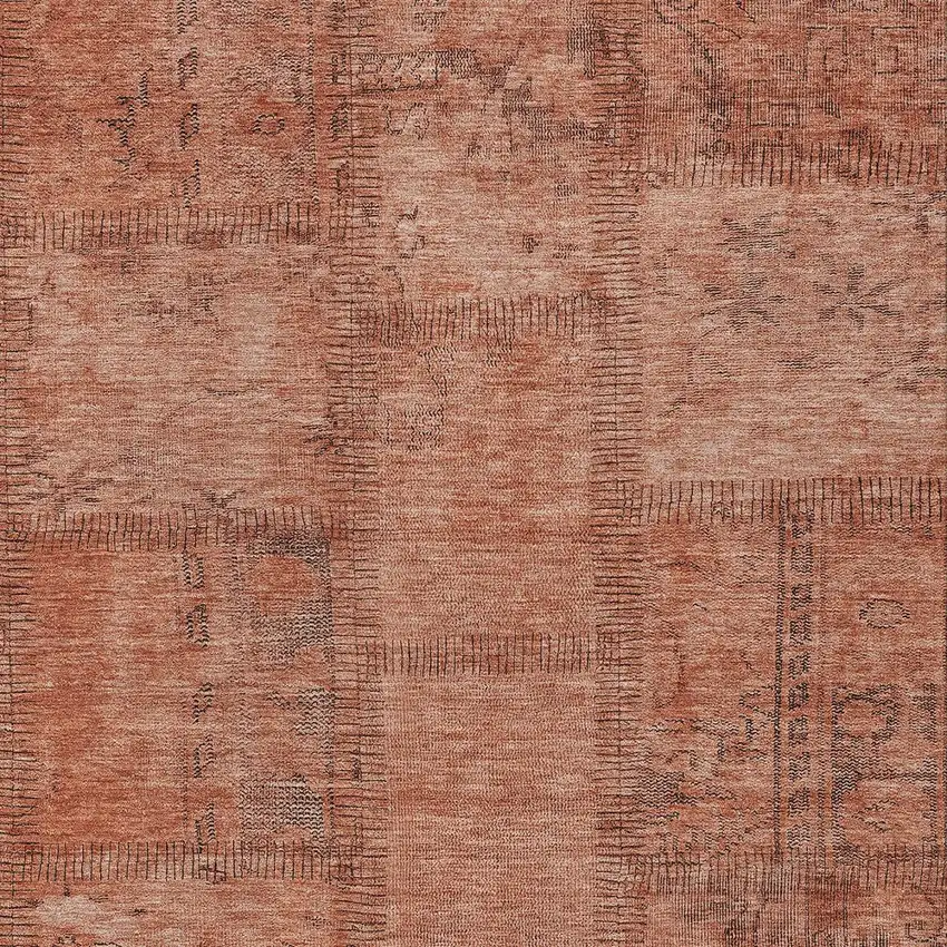 Salmon Copper And Gray Patchwork Washable Indoor Outdoor Area Rug Photo 5