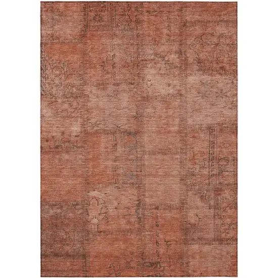 Salmon Copper And Gray Patchwork Washable Indoor Outdoor Area Rug Photo 2