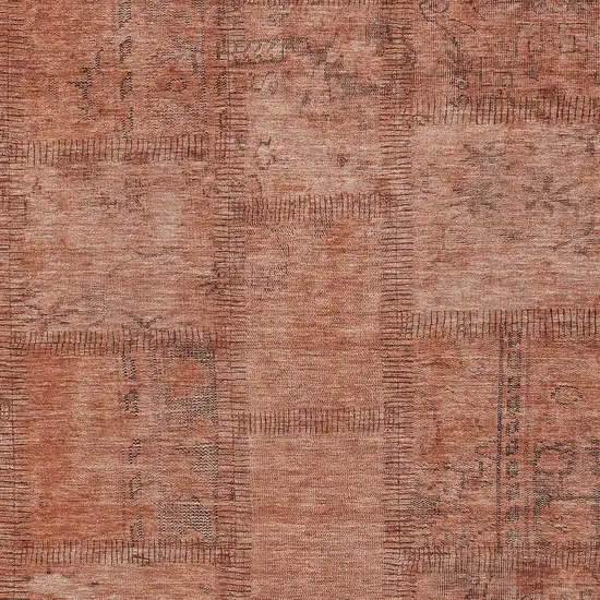 Salmon Copper And Gray Patchwork Washable Indoor Outdoor Area Rug Photo 5