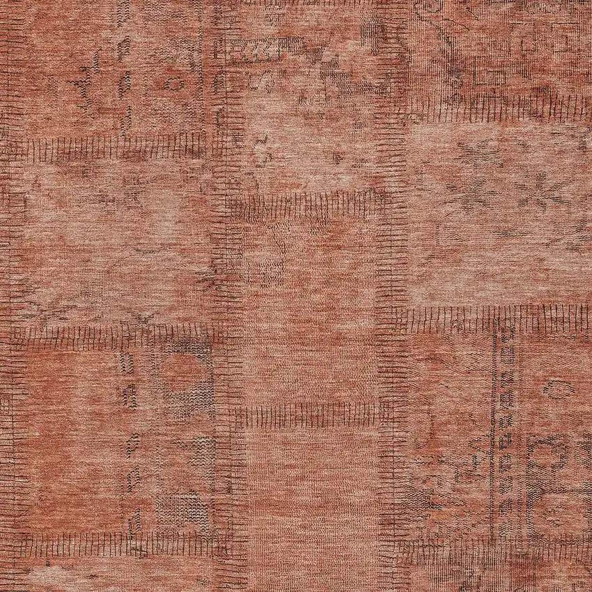 Salmon Copper And Gray Patchwork Washable Indoor Outdoor Area Rug Photo 5