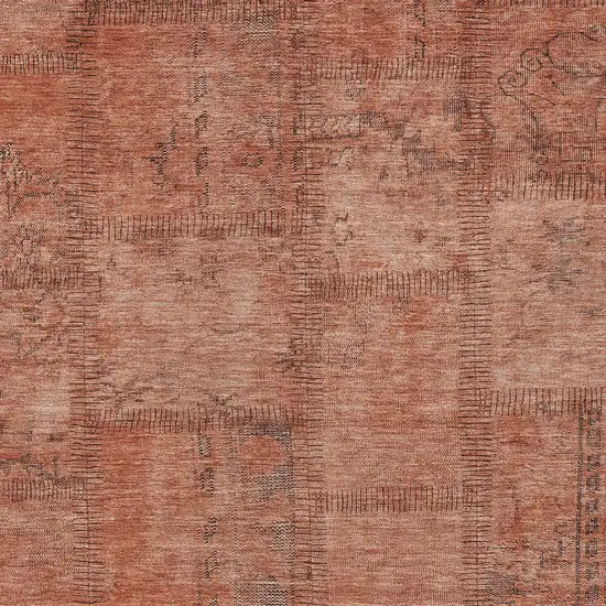 Salmon Copper And Gray Patchwork Washable Indoor Outdoor Area Rug Photo 5