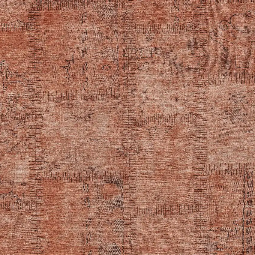 Salmon Copper And Gray Patchwork Washable Indoor Outdoor Area Rug Photo 5