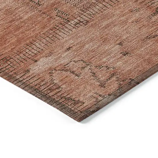 Salmon Copper And Gray Patchwork Washable Indoor Outdoor Area Rug Photo 4