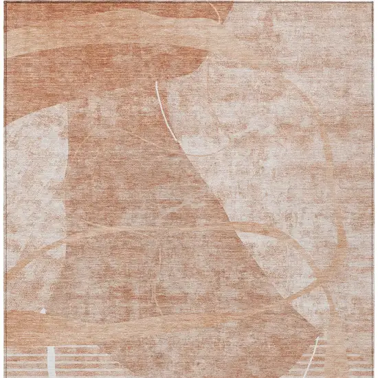 Salmon Copper And Ivory Abstract Washable Indoor Outdoor Area Rug Photo 6