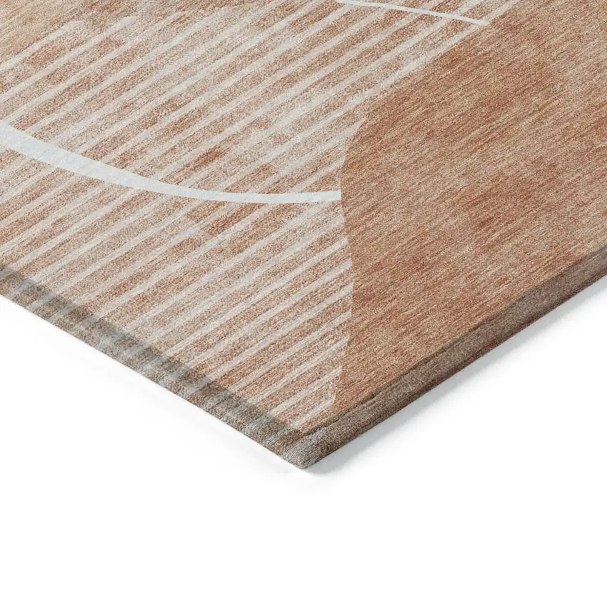 Salmon Copper And Ivory Abstract Washable Indoor Outdoor Area Rug Photo 5