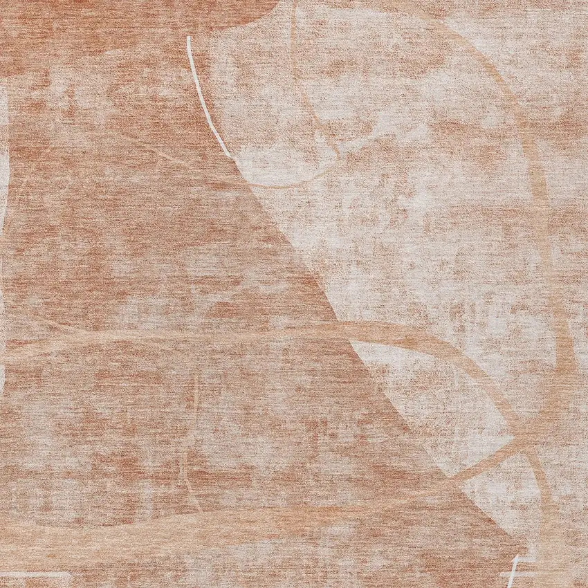 Salmon Copper And Ivory Abstract Washable Indoor Outdoor Area Rug Photo 6