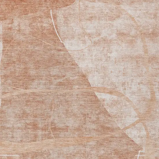 Salmon Copper And Ivory Abstract Washable Indoor Outdoor Area Rug Photo 6