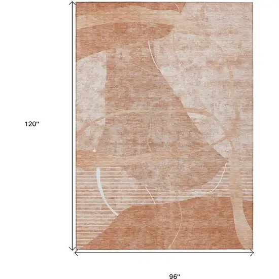 Salmon Copper And Ivory Abstract Washable Indoor Outdoor Area Rug Photo 3