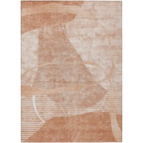 Salmon Copper And Ivory Abstract Washable Indoor Outdoor Area Rug Photo 2