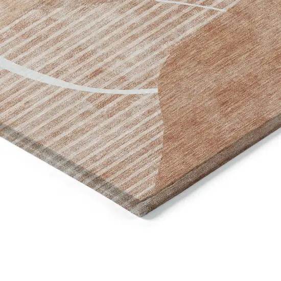 Salmon Copper And Ivory Abstract Washable Indoor Outdoor Area Rug Photo 5