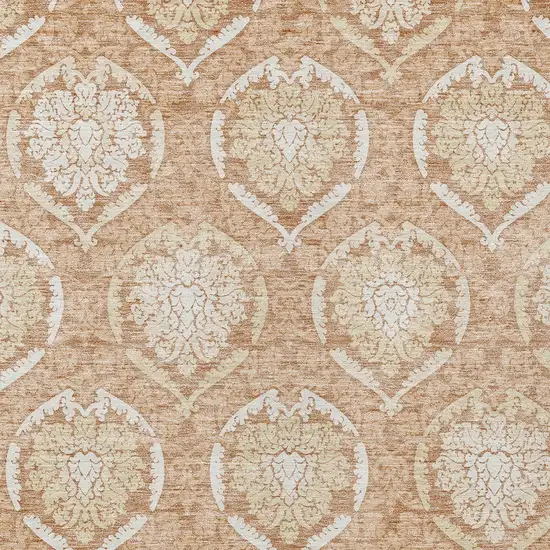 Salmon Copper And Ivory Medallion Washable Indoor Outdoor Area Rug Photo 7