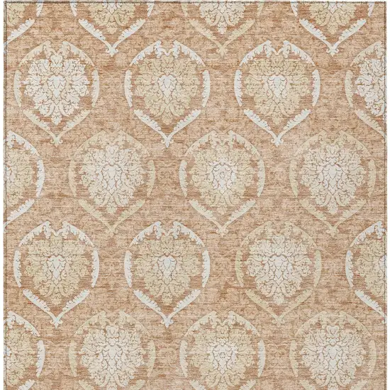 Salmon Copper And Ivory Medallion Washable Indoor Outdoor Area Rug Photo 7
