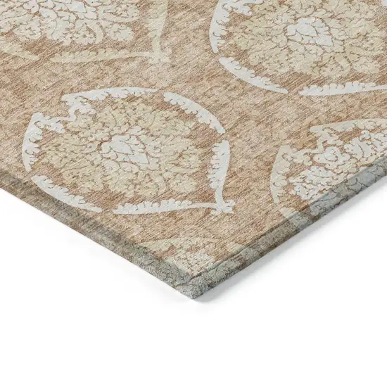 Salmon Copper And Ivory Medallion Washable Indoor Outdoor Area Rug Photo 5