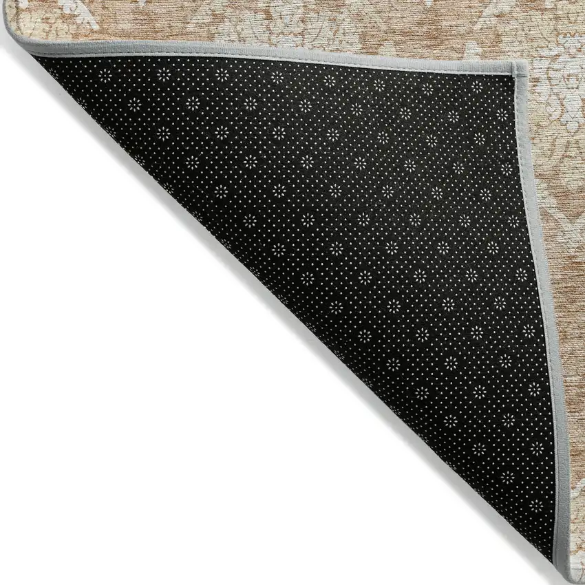 Salmon Copper And Ivory Medallion Washable Indoor Outdoor Area Rug Photo 4
