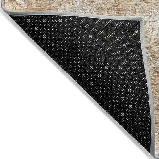 Salmon Copper And Ivory Medallion Washable Indoor Outdoor Area Rug Photo 4