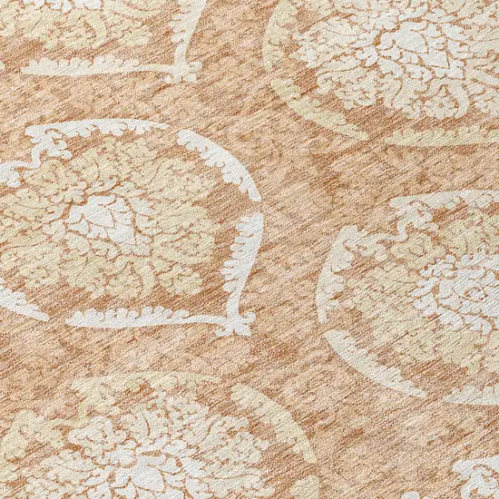 Salmon Copper And Ivory Medallion Washable Indoor Outdoor Area Rug Photo 6