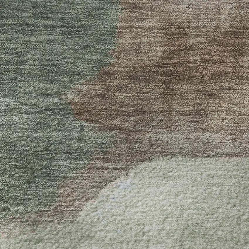 Salmon Emerald And Ivory Abstract Washable Area Rug With UV Protection Photo 8
