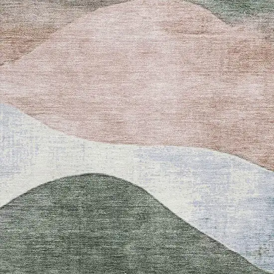 Salmon Emerald And Ivory Abstract Washable Area Rug With UV Protection Photo 3