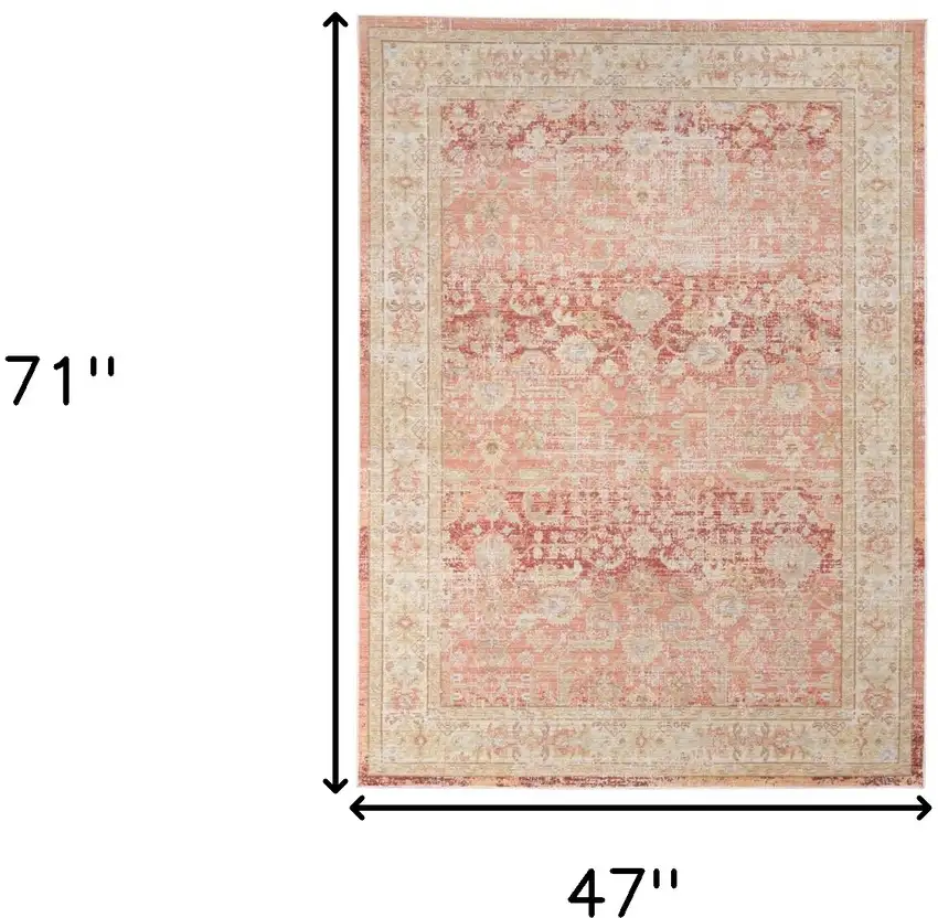 Salmon Floral Power Loom Area Rug Photo 7
