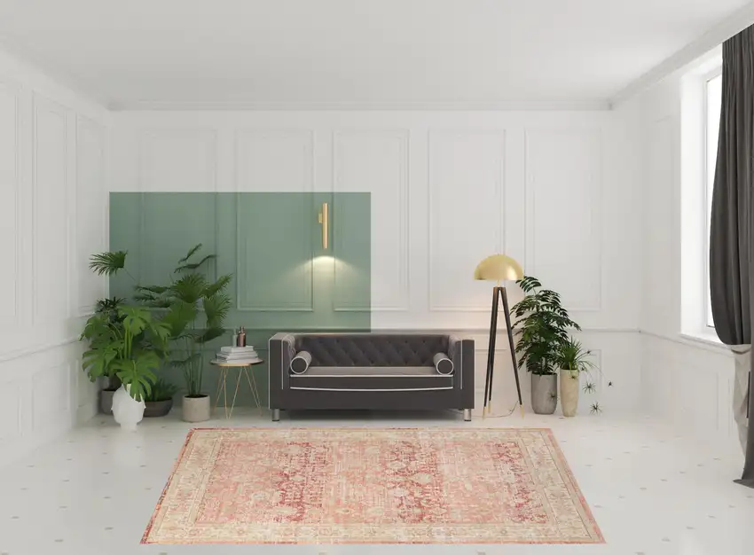 Salmon Floral Power Loom Area Rug Photo 4