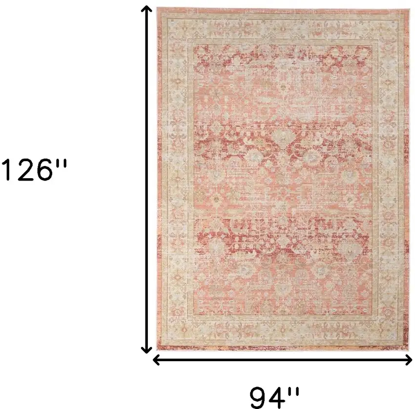 Salmon Floral Power Loom Area Rug Photo 7