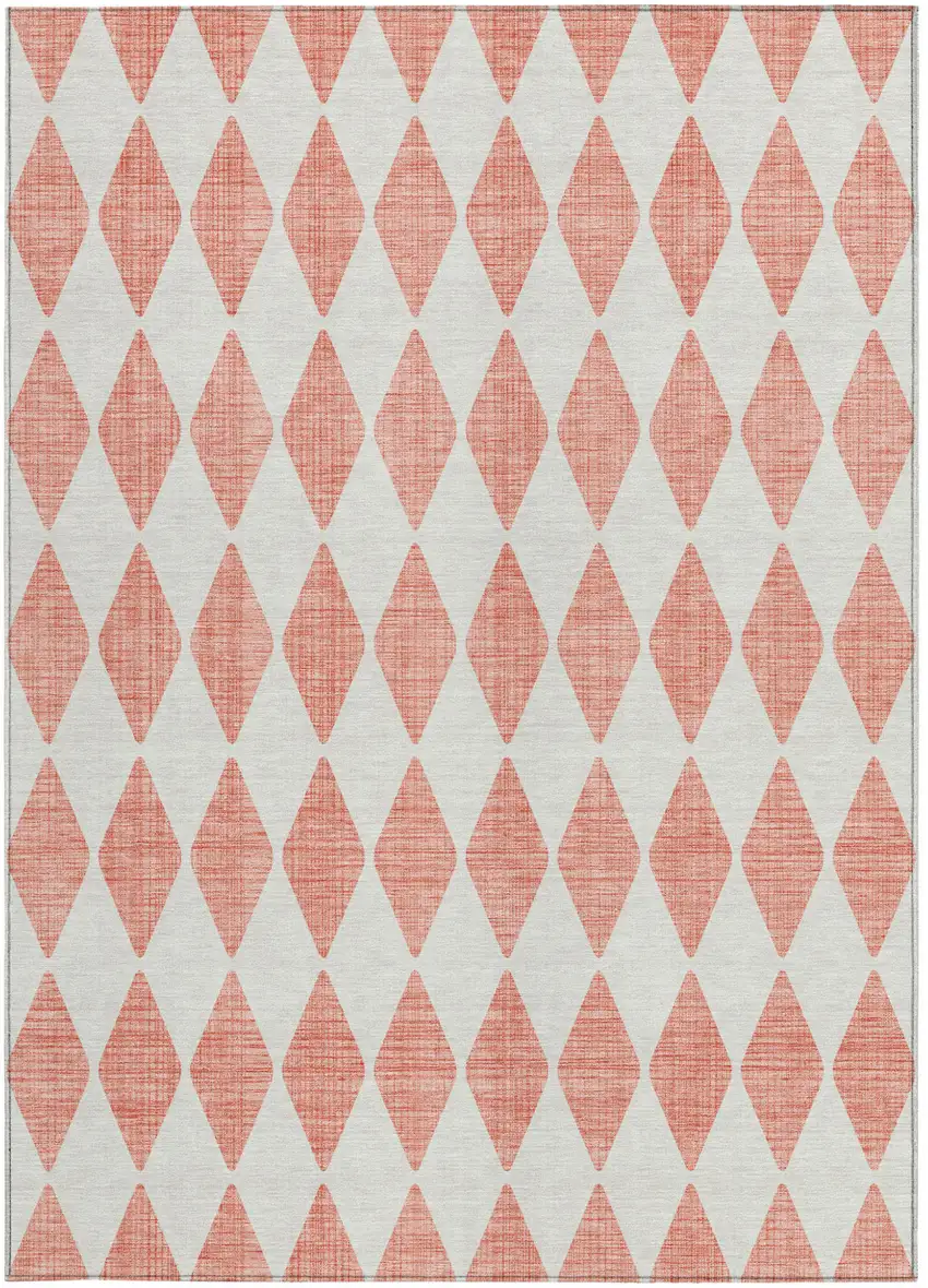Salmon Geometric Washable Indoor Outdoor Area Rug Photo 6