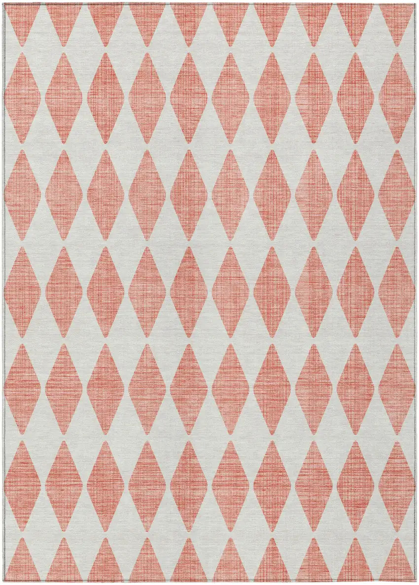 Salmon Geometric Washable Indoor Outdoor Area Rug Photo 2