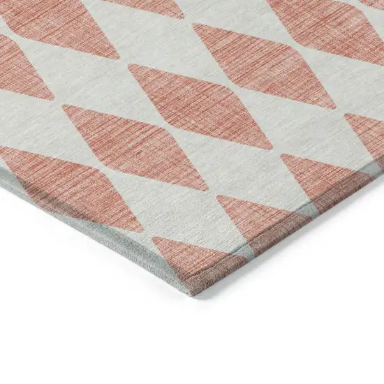 Salmon And Ivory Geometric Washable Indoor Outdoor Area Rug Photo 4