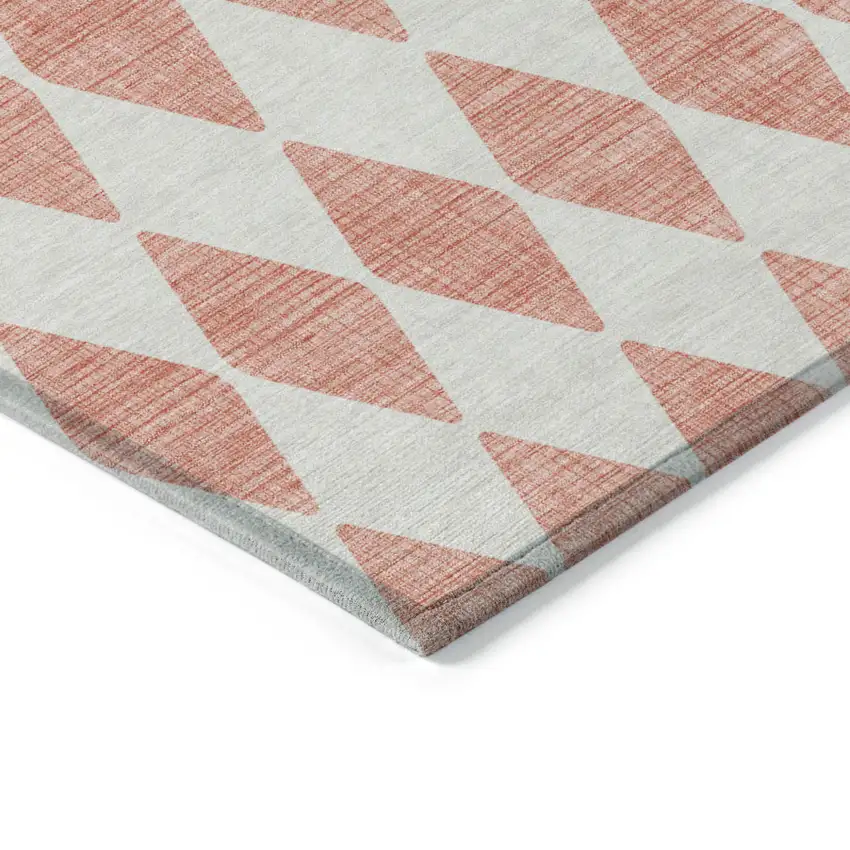 Salmon And Ivory Geometric Washable Indoor Outdoor Area Rug Photo 4