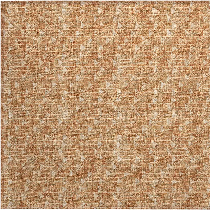 Salmon Geometric Washable Non Skid Indoor Outdoor Area Rug Photo 7