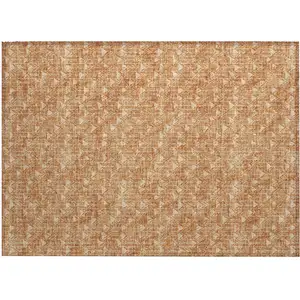 Photo of Salmon Geometric Washable Non Skid Indoor Outdoor Area Rug